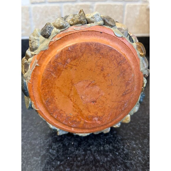Vtg Wine Cooler Handmade Hand Placed Rocks Stones Pebbles Terracotta Wine Cooler - Picture 6 of 10
